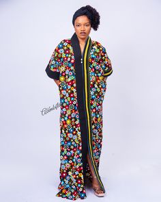 100% cotton Ankara Dress with Aso Oke detail Lightweight and breathable Multicolor Long Sleeve Cotton Maxi Dress, Long Cotton Dress With Floral Print, Black Cotton Maxi Kaftan, Traditional Cotton Daywear Dress, Spring Cotton Dress With Kimono Sleeves, Multicolor Cotton Maxi Dress, Multicolor Cotton Kaftan For Spring, Spring Multicolor Cotton Kaftan, Multicolor Cotton Long Sleeve Kaftan