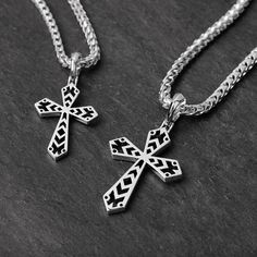 This mens cross pendant, named Honor, is a powerful religious and Christian symbol of hope and the everlasting sacrifice Christ made on the cross. Wear our mens sterling silver cross necklace as a visible representation of your belief and to inspire others. MATERIALS, WEIGHTS & MEASUREMENTS: This mens silver cross pendant is solid sterling silver and rhodium plated for maximum protection and shine. The solid silver pendant for men is designed, sculpted, and handcrafted by artisan jewelers, and t Mens Silver Cross Necklace, Father's Day Silver Cross Pendant Necklace, Men’s Crucifix Necklace, Nickel-free Sterling Silver Cross Pendant Necklace, Symbol Of Hope, Gold Bracelets Stacked, Nickel-free Sterling Silver Crucifix Necklace, Silver Cross Necklace, Sterling Silver Cross Necklace