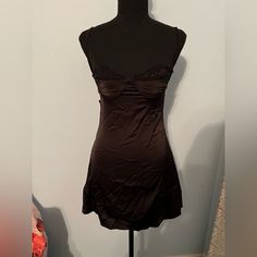 Black Silky Shein Dress Size Small Black Mini Slip Dress With Built-in Bra, Black Mini Dress With Built-in Bra And Stretch, Black Dress With Built-in Bra For Night, Fitted Black Slip Dress For Daywear, Black Mini Dress With Built-in Bra For Date Night, Black Fitted Dress For Night, Flirty Black Mini Length Slip Dress, Black Stretch Slip Dress For Evening, Black Fitted Mini Dress For Daywear