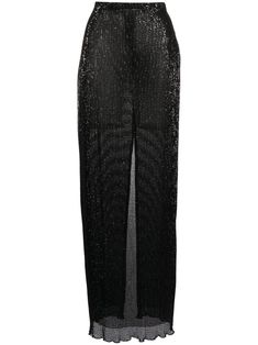 jet black sequin embellishment elasticated waistband long length Sequin Embellishment, Rosetta Getty, Skirt Fits, Fitted Skirt, Black Glitter, Black Sequins, Skirt Black, Curator Style, Jet Black