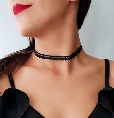 -------------------------------------♥ ♥ ♥ bohomila ---------------------------------------------- Black Choker Necklace - Radiate your beauty in this beautifully detailed Black Choker Necklace. Dress it up or dress it down its boho chic for any occasion. ------------------------------------♥ ♥♥ D E S C R I P T I O N ♥ ♥♥ --------------------------------------------------- ♥Choker Length : 13 inch ♥Width : 0.5 inch ♥Silver plated lobster clasp ♥ Includes a 2 inch ( 5 cm) extension chain for any Trendy Festival Choker With Clavicle Chain, Trendy Clavicle Chain Choker For Festivals, Bohemian Clavicle Chain Choker, Elegant Festival Choker With Clavicle Chain, Elegant Clavicle Chain Choker For Festivals, Adjustable Clavicle Chain Choker For Party, Dainty Adjustable Choker, Dainty Adjustable Clavicle Chain Choker, Festival Choker With Adjustable Clavicle Chain