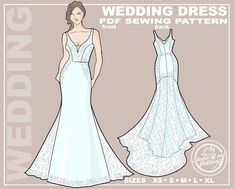 the wedding dress sewing pattern is shown