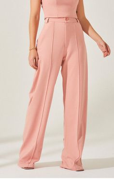 Classic with a twist! This tailored wide leg pants are made with stretchy and comfy material. Perfect with pumps or with modern sneakers. Perfect fit! 93% viscose, 7% spandex model is 5’8 wears size small Spring Wide Leg Elastane Pants For Loungewear, Chic Pink Wide Leg Loungewear Pants, Casual Spring Wide Leg Elastane Pants, Casual Wide Leg Elastane Pants For Spring, Versatile Wide Leg Elastane Pants For Spring, Versatile Elastane Wide Leg Pants For Spring, Trendy Spring Wide Leg Elastane Pants, Chic Wide Leg Elastane Pants For Spring, Trendy Wide Leg Elastane Pants For Spring