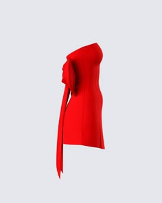 Put a bow on it 😌 This red strapless mini dress made from fully-lined stretch suiting fabric complete with a center back bow will have you wrapped like the gift you are 💋 Classy Red Mini Dress, Short Red Dress Formal, Hoco Ideas, Bow Mini Dress, Fall Ball, Cute Formal Dresses, Fancy Clothes, Winter Formal Dresses, Hoco Dress