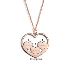 This beautiful piece comes with 3 heart shape charm, each with a name to match. Treat her to an adorable mom necklace and help keep thoughts of her children close to her heart. Mother deserves the best!Chain Type: O-chainMaterial: Copper Personalized Rose Gold Name Necklace With Heart Pendant, Mother's Day Heart Pendant Necklace With Custom Name, Customizable Heart Pendant Jewelry For Mother's Day, Open Heart Necklace For Mother's Day Keepsake, Personalized Double Heart Rose Gold Jewelry, Mother's Day Keepsake Heart Cut Necklace, Personalized Heart Pendant Jewelry With Name, Customizable Heart Pendant Jewelry For Mom, Customizable Heart Pendant Jewelry Gift For Mom