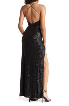 Sequins add sparkle to an open back dress that cuts a dramatic figure for any occasion. Scoop neck Sleeveless Sequin construction Imported Model stats: 5'10" height, 32" bust, 25" waist, 36" hip. Model is wearing size S Open Back Dress, Open Back Dresses, Back Dress, Dress Backs, Backless Dress Formal, Nordstrom Rack, Open Back, Scoop Neck, Sequin