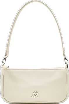 Beige Baguette Bag With Zipper Closure Shaped As Satchel, Beige Baguette Bag Satchel With Zipper Closure, Trendy Cream Baguette Tote Bag, Modern Cream Baguette Shoulder Bag, Chic Beige Square Baguette Bag, Everyday Beige Baguette Bag With Zipper Closure, Beige Square Shoulder Bag With Zipper Closure, Beige Crossbody Baguette Bag With Zipper, Modern Cream Rectangular Baguette Bag