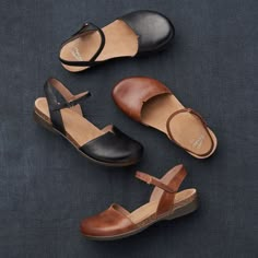 Rowan is the perfect hybrid of a casual sandal and a closed toe shoe. This go-anywhere style features leather linings for breathability and a cork midsole with rubber outsole for long-lasting comfort, making this the perfect springtime sandal. Cheap Round Toe Flats For Everyday, Comfort Dress Shoes Women, Ortholite Insole Slip-on Sandals For Everyday Use, Leather Flat Heel Sandals For Walking, Leather Sandals With Flat Heel For Walking, Leather Footbed Slip-on Sandals For Walking, Closed Toe Sandals With Leather Footbed For Walking, Leather Flats With Cushioned Footbed And Single Toe Strap, Everyday Closed Toe Sandals With Rubber Sole