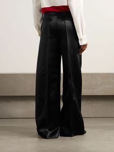 PETER DO Satin wide-leg pants | NET-A-PORTER Denim Flats, Peter Do, Satin Trousers, Satin Pants, Sport Swimwear, Straight Trousers, Wool Pants, Wide Pants, Skirt Top