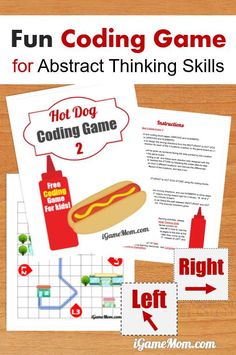 a hot dog game is shown with instructions for kids to play it on the table