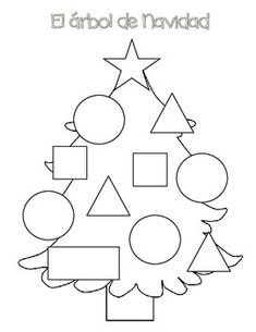 a christmas tree is shown with shapes to make it look like an ornament