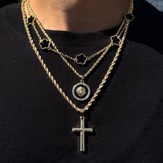 Stainless Steel Rope Chain Necklace, Iced Out Cross Chain, Streetwear Jewelry: Cross Pendant Chain, Luxury Men's Cross Pendant Necklaces, Iced Out Pendant Men, Iced Out Pendant For Streetwear, Lion Pendant, Hip Hop Jewelry, Rope Chain