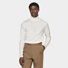 A winter basic that easily pairs with any tailored jacket or stands out on its own, this off-white turtleneck is a wardrobe essential bringing warmth and enduring style to any seasonal look. Body Chart, White Turtleneck, Ribbed Turtleneck, Tailored Jacket, Seasonal Fashion, Wardrobe Essentials, Knitwear, Cashmere, Perfect Fit