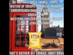 a man holding a bag of chips in front of a red phone booth with the caption that reads, so you call these things