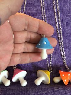 Mushroom Friendship Necklaces, Light Blue Bead Necklace Mushroom, Mushroom Colors, Lemon Themed Bridal Shower, Heather Green, Charm Necklaces, Resin Charms, Bridal Shower Theme, Boutique Jewelry