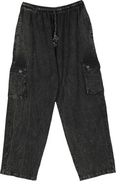 Perfect for an easy-going look, these stonewashed unisex pants are a must-have. These Loose, straight fit, casual woven full length trousers feature an elastic waist with a flexible drawstring with pockets. #tlb #SplitSkirtsPants #Stonewash #Pocket #unisexbohopants #unisexcottonpants #cottoncargopants #graycargopants Washed Cotton Cargo Pants With Relaxed Fit, Casual Washed Tapered Leg Pants, Summer Straight Leg Washed Black Pants, Acid Wash Relaxed Fit Pants With Elastic Waistband, Acid Wash Pants With Elastic Waistband And Relaxed Fit, Acid Wash Pants With Elastic Waistband In Relaxed Fit, Straight Leg Washed Cotton Cargo Pants, Casual Washed Bottoms With Relaxed Fit, Casual Washed Black Wide Leg Pants