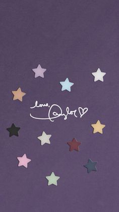 a purple background with stars and the word love you written on it