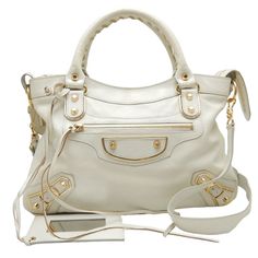 Balenciaga Classic Edge City Handbag Leather White W33cmh22cmd6cm [Shoulder]97-108cm Bag Wishlist, Edge City, Bags Balenciaga, Handbag Leather, Balenciaga Bag, Balenciaga City Bag, White Bag, White Color, Leather Handbags