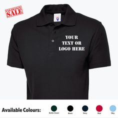 Persoanlised Text & Logo Polo Shirt, Custom Printed Designs T Shirts,  Company Logo Monogrammed Tops, Any Text Golf Shirts, Free UK Delivery Clearance Sale Alert! 🎉 🔔 Please note: These items are on clearance. 🔸 To purchase the set of "2 items," add each item separately to your cart and proceed to checkout. 🌟 Limited time offer: Get 70% off our entire stock! Don't miss these amazing prices for gifts your loved ones will adore. Act now! 🎁❤️ 👕 Explore our expertise in personalized clothing and accessories, where quality meets affordability. Let us bring your designs, logos, and imaginations to life on stylish apparel just for you. 💌 We're here for custom orders! Simply send us a message, and we'll reply promptly. 🌟 PRODUCT DETAILS 🔍 🔸 Material: 50% Polyester, 50% Cotton 🔸 Weight: Fitted Polo Collar Top With Branding, Personalized Clothing, Garment Labels, Polo T Shirt, Polo Golf, Text Logo, Personalized Clothes, Monogram Logo, Limited Time Offer