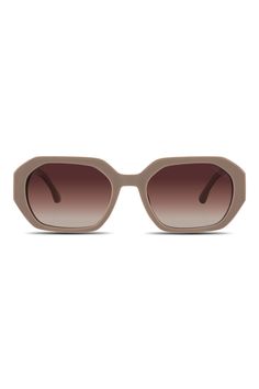 Nina Sunglasses by Velvet Eyewear - a chic, cool and sleek geometric style sunglass that offers 100% UV protection. Perfectly suited for women with round, oval, or heart-shaped faces, the wider sides provide extra sun protection and feature a raised and stylish Velvet logo in gold. 100% UV Protection Light weight Comfortable fit Fast Shipping Founded in 1999 Trendy Beige Sunglasses With Mirrored Lenses, Beige Polarized Glass Sunglasses, Beige Sunglasses With Gradient Glass Lenses, Beige Gradient Lens Sunglasses With Glass Frame, Trendy Beige Sunglasses With Uva Protection, Trendy Beige Glass Sunglasses, Chic Glass Aviator Sunglasses With Polarized Lenses, Chic Polarized Glass Aviator Sunglasses, Chic Aviator Sunglasses With Polarized Glass Lenses