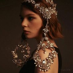 Lasaky - Elegant Festive Chandelier Headpiece - Silver, Embellished with Luxurious Crystal Gems Aespa Dorm, Velaryon Aesthetic, Burning Man Jewelry, Crown Bride, Beaded Headpiece, Head Dresses, Hair Bling, Man Jewelry, Silver Head Piece