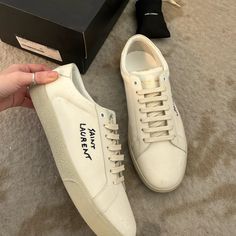 Old Money Shoes Men, Ysl Sneakers, Saint Laurent Sneakers, Sneakers Outfit Men, Trend Sneakers, White Shoes Men, Expensive Shoes, Shoe Cover, Ysl Shoes