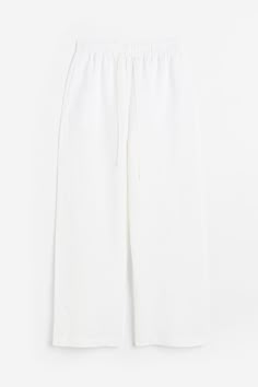 Full-length pants in an airy  woven viscose and linen blend. High waist  elasticized  drawstring waistband  and wide legs with side-seam pockets. Chic Linen Wide Leg Pants With Drawstring, Chic Wide Leg Pants With Drawstring And Relaxed Fit, Chic Wide Leg Pants With Drawstring In Relaxed Fit, Spring Ankle-length Wide Leg Pants With Drawstring, Wide Leg Drawstring Sweatpants For Summer, Summer Wide Leg Drawstring Pants For Work, Summer Wide Leg Pants With Drawstring For Work, Drawstring Wide Leg Ankle Length Loungewear Pants, Linen Sweatpants With Elastic Waistband For Loungewear