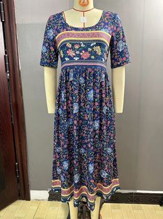 Women's Bohemian Dress Ethnic Floral Print Beach Boho Summer Dress Bohemian Boho Dress With Floral Print In Multicolor, Bohemian Multicolor Floral Print Maxi Dress, Bohemian Multicolor Floral Print Boho Dress, Bohemian Summer Dresses With Vintage Print, Traditional Multicolor Dresses With Boho Print, Casual Floral Print Boho Dress For Festivals, Bohemian Maxi Dress With Colorful Pattern, Patterned Bohemian Dress For Festival, Multicolor Printed Bohemian Boho Dress