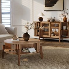 a living room scene with focus on the coffee table