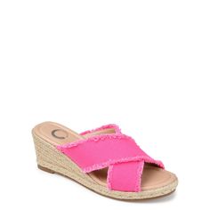 Journee Collection-Shanni Espadrille Sandal Elevate your summer style with the Shanni espadrille sandal from Journee Collection. This slide sandal features textured crisscross straps that are contrasted with espadrille wedge heel. Nice Sandals, Espadrille Wedge, Trending Sneakers, Athleisure Fashion, Espadrille Sandals, Sandals Brands, Journee Collection, Espadrilles Wedges, Boys Shoes