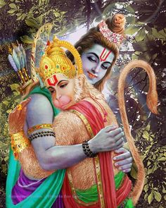 lord rama hugging his mother in the forest