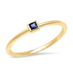 The ideal delicate pinky ring to add to your collection, our 14K Blue Sapphire Princess Cut Pinky Ring fits seamlessly with any ring combo. Featuring a single sparkling princess cut blue sapphire, you'll end up wearing this classic ring daily.Stack our Blue Sapphire Princess Cut Pinky Ring with any of our other colors! 0.06 carats SBR84-YG-BS All sales are final. 14k Gold Asscher Cut Sapphire Promise Ring, 14k Gold Sapphire Ring With Asscher Cut For Promise, 14k Gold Sapphire Ring For Promise With Asscher Cut, Fine Jewelry Princess Cut Stackable Promise Rings, Fine Jewelry Stackable Princess Cut Promise Rings, Classic Square Cut Sapphire Promise Ring, Yellow Gold Sapphire Princess Cut Promise Ring, Classic Princess Cut Birthstone Ring In 14k Gold, Gold Sapphire Rings With Princess Cut