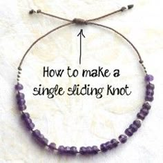 how to make a single sliding knot bead necklace with beads and cord on white background