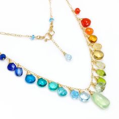 Rainbow Gemstone Necklace Precious Stone Necklace Multi Gemstone Drop Necklace Rainbow Necklace Colorful Necklace Multi Colored Necklace 14K (26987 - 3) Rainbow Gemstone Beads Round Necklace, Rainbow Gemstone Beads Necklace, Multicolor Round Gemstone Jewelry, Multicolor Gemstone Fine Jewelry, Multicolor Pendant Necklace In Fine Jewelry Style, Rainbow Gemstone Beads Jewelry For Gifts, Rainbow Gemstone Beads Necklace For Gift, Rainbow Gemstone Beads Necklace As Gift, Rainbow Round Gemstone Beads Jewelry