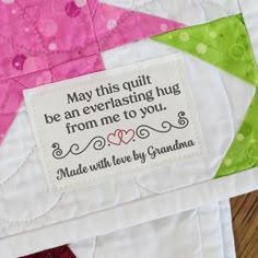 Cotton Double Heart Quote (2x3 Cotton - 12 labels/set) Labels For Quilts, Quilting Labels, Personalized Quilt Labels, Quilt Sayings, Quilt Quotes, Custom Fabric Labels, Quilting Quotes, Heart Quote, Modern Blankets