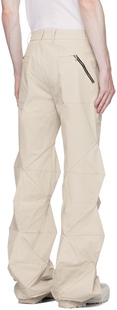 Polyester twill trousers. · Paneled construction · Belt loops · Four-pocket styling · Zip-fly · Patch and flap pockets at front · Silver-tone hardware Supplier color: Cream Modern Spring Cargo Pants, Modern Spring Cargo Pants With Cargo Pockets, Modern Spring Cargo Pants With Pockets, Modern Tapered Leg Bottoms With Cargo Pockets, Modern Cargo Pants, Twill Trousers, Luxury Streetwear, Flap Pocket, Cargo Pants