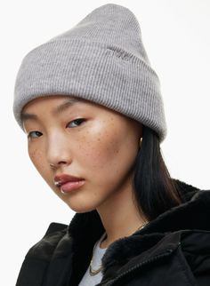 PEAK BEANIE | Aritzia Embroidery Materials, Cuffed Beanie, My Clothes, Knit Beanie, Body Measurements, Double Layer, Merino Wool, Rib Knit, Cuff