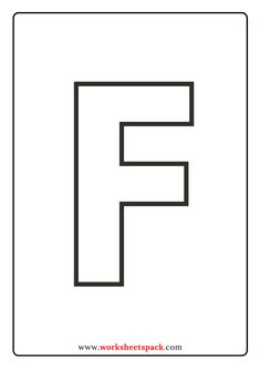 the letter f in black and white with an outline for it to be used as a coloring