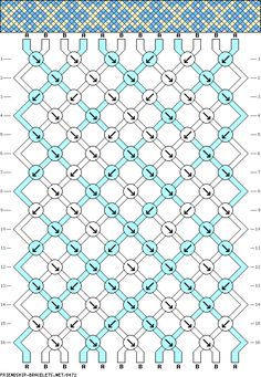 the pattern is shown in blue and white, with two rows of circles on each side