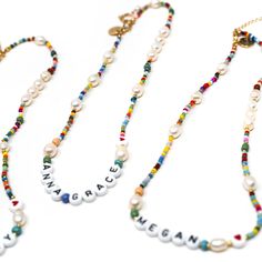 Customized Rainbow and Pearl Beaded Necklace – The Sis Kiss Adjustable Colorful Beads Necklace For Birthday, Adjustable Multicolor Personalized Charm Necklaces, Personalized Multicolor Adjustable Charm Necklaces, Personalized Adjustable Multicolor Charm Necklaces, Playful Adjustable Personalized Necklaces, Personalized Adjustable Playful Necklaces, Playful Personalized Adjustable Necklaces, Playful Adjustable Personalized Necklace, Adjustable Multicolor Necklace For Personalized Gift