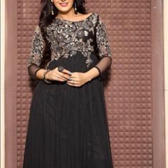 Black Embroidery Dress ,Semi Stitched Dress Party Anarkali Embroidered Dress Embellished, Black Long Sleeve Embellished Evening Dress, Black Embellished Long Sleeve Evening Dress, Fitted Anarkali Embroidered Evening Dress, Intricately Embroidered Maxi Dress For Party, Evening Anarkali Embroidered Floor-length Dress, Intricate Embroidery Maxi Dress For Party, Black Embellished Long Sleeve Gown, Festive Evening Embroidered Dress With Resham Embroidery