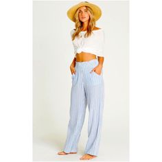 Brand New Without Tags (Shipped In A Plastic Bag No Tag Attached ) In Sold Out Coastal Blue Color. Never Worn This Was The Original Last Seasons New Waves Pants /Color Combo The Essential Striped Beach Pant Just Got A Wash Of Nomadic Vibes. This Updated Cotton Pant Features A Wider Leg Cut Alongside The Original Smocked Waistband And Pockets. Striped Wide Leg Beach Pants Smocked Waistband Pattern: Stripe Print Side Pockets And Back Patch Pockets 30.5 Inch Inseam Material: 100% Woven Cotton White Breezy Loungewear Bottoms, High Waist Wide Leg Pants For Beach In Spring, Breezy White Loungewear Bottoms, Spring High Waist Wide Leg Pants For Beach, Bohemian White Bottoms For Summer Outings, Breezy Spring Pants For Day Out, Breezy Wide-leg Pants For Day Out, High Waist Relaxed Fit Wide Leg Beach Pants, White Breezy Bottoms For Beach Season