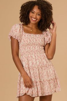 Featuring a delicate floral print and flattering puff sleeves, this dress is perfect for any occasion. The smocked bodice offers a comfortable, flattering fit, while the mini length keeps it fresh and modern. Altars State, Event Outfit Ideas, Church Dresses For Women, Skirts With Boots, Church Dresses, Event Outfit, Altar'd State, Floral Mini Dress, Dress Romper