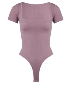 a women's bodysuit with short sleeves and ribbings on the sides