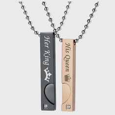 Her King His Queen Necklaces https://www.couplestar.com/product/her-king-his-queen-necklaces/  www.CoupleStar.com #quote #iloveyou #relation Personalized Couples Necklaces For Anniversary, Personalized Couples Necklaces For Anniversary Gift, Personalized Couples Necklace For Anniversary, Personalized Couples Necklaces For Mother's Day, Black Couple's Necklace As Gift, Couples Necklaces For Valentine's Day Gift, Couples Necklace For Valentine's Day Gift, Couples Jewelry For Valentine's Day Anniversary, Couples Style Black Jewelry For Anniversary