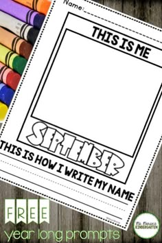 Free monthly self-portrait and name writing printables.  Perfect for a pre-k or kindergarten classroom and a great way to document student's growth through the year.  Great artifact for parents or teachers. Preschool Names, Writing Printables, Transitional Kindergarten, Student Growth, First Day Of School Activities, Kindergarten Lesson Plans, Preschool Writing, Kindergarten Fun, Preschool Literacy