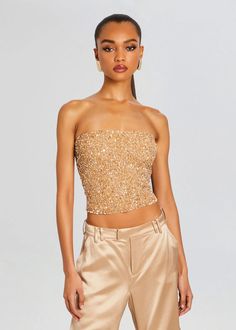 embellished top, sequin top, sequin tube top, tube top, embellished tube top, strapless top, sequin strapless top, spring outfits, 2024 spring fashion, spring summer fashion, night out fashion, early spring outfits, comfy spring outfits, brunch outfit spring, dress to impress, party top, night out outfit, night out top, glam outfit, luxe fashion, birthday outfit, summer top, summer outfit, spring outfit,vacation top, coachella top, coachella outfit, festival top, festival outfit Sequin Sleeveless Tube Top For Evening, Sleeveless Sequin Tube Top For Evening, Glamorous Bandeau Crop Top For Night Out, Fitted Bandeau Tube Top For A Glamorous Look, Fitted Glamorous Bandeau Tube Top, Glamorous Fitted Bandeau Tube Top, Glamorous Satin Party Top, Strapless Sequined Crop Top For Party, Glamorous Bandeau Sequin Crop Top