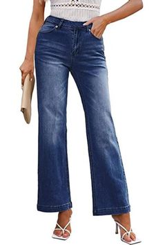 Jeans Women's Fashion Women's Summer Mid-rise Dark Wash Wide Leg Pants For Fall, Chic Dark Wash Wide Leg Jeans, Fall Medium Wash High Rise Wide Leg Pants, Fall High Rise Medium Wash Wide Leg Pants, High Waist Jeans For Fall, Fall Dark Wash Wide-leg Jeans, Fall Medium Wash Mid-rise Wide Leg Pants, Wide-leg Jeans For Work In Medium Wash, High Rise Flare Jeans In Medium Wash For Work