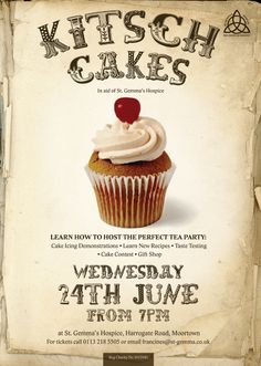 a flyer for a cupcake party with an image of a cupcake on it