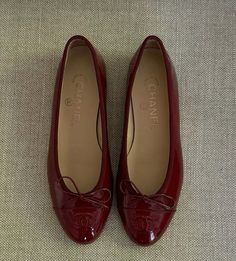 Aura Red, Burgundy Ballet Flats, Online Scrapbook, Chanel Flats, Dr Shoes, Expensive Shoes, Burgundy Shoes, Shoe Wishlist, Red Flats